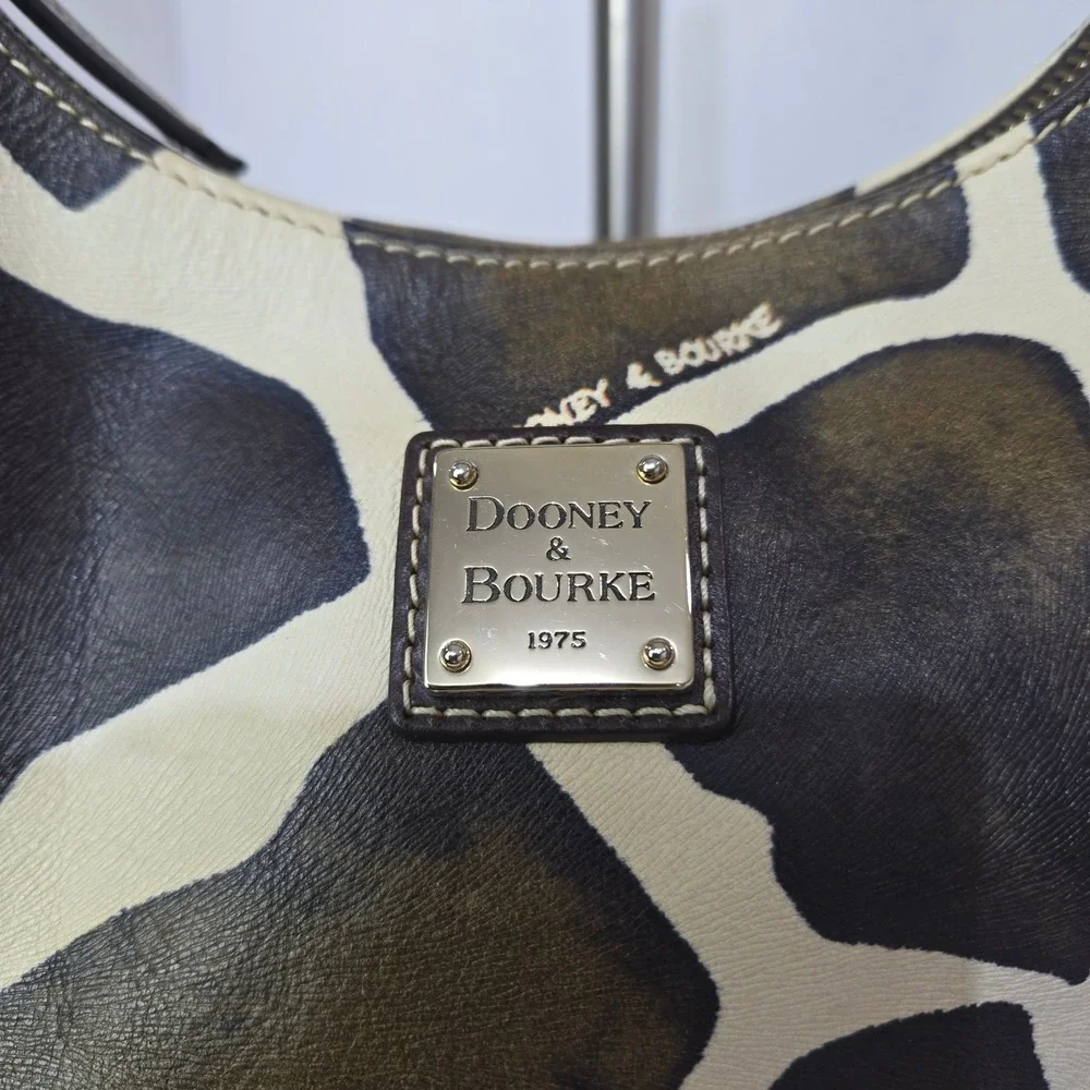 Dooney & Bourke Serengeti Giraffe Print Hobo Brown Leather Goldtone Hardware